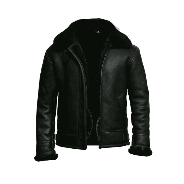 Men's Black Sheepskin Leather Bomber Jacket - ZOQ Leather