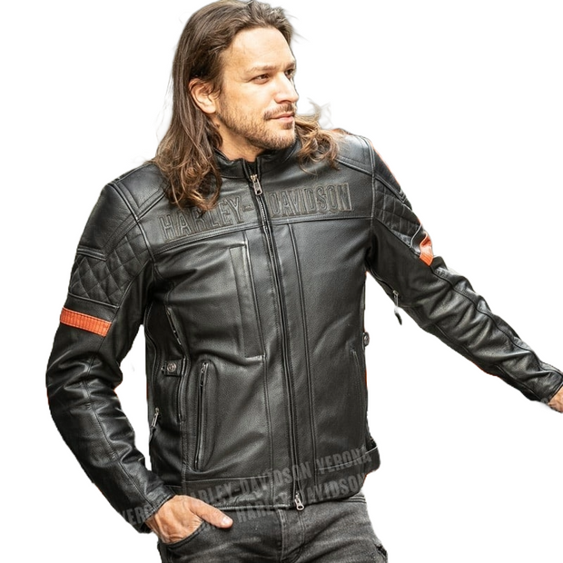 Harley Davidson Men’s Genuine Leather Motorcycle Jacket – Iconic Style & Durability - ZOQ Leather