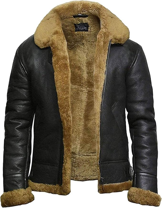Men's Premium Shearling Leather Jacket - Warm and Stylish Winter Outerwear - ZOQ Leather
