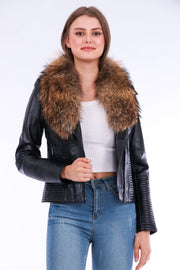 Ravenna Leather Biker Jacket - Black - ZOQ Leather