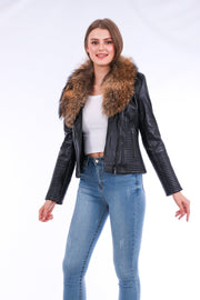 Ravenna Leather Biker Jacket - Black - ZOQ Leather