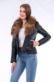 Ravenna Leather Biker Jacket - Black - ZOQ Leather
