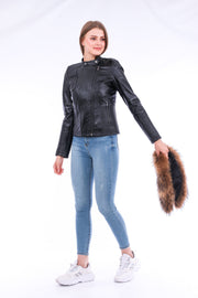 Ravenna Leather Biker Jacket - Black - ZOQ Leather