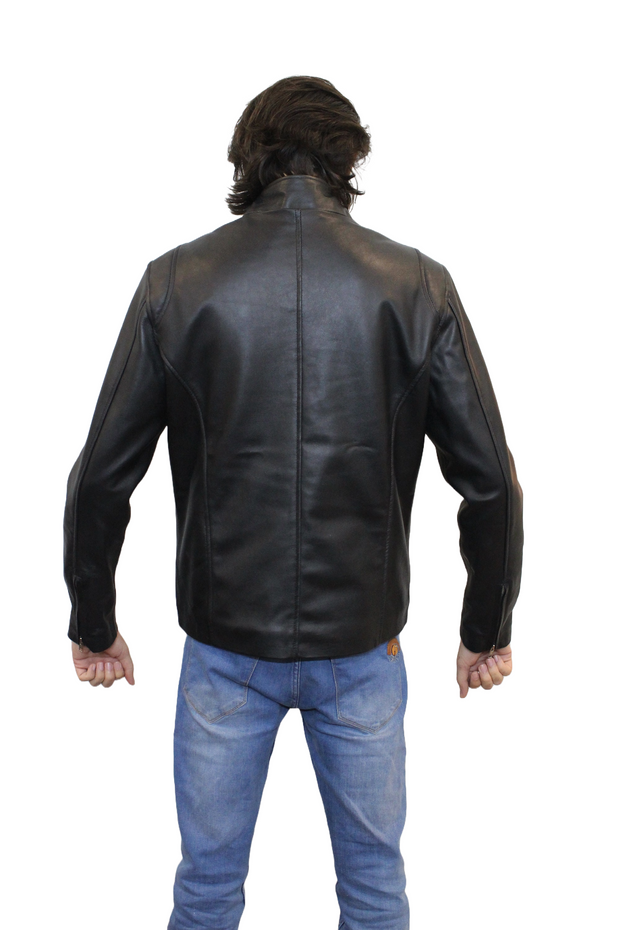 Vintage Inspired Black Cafe Racer Leather Motorcycle Jacket for Men's Biker Fashion - ZOQ Leather