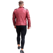 Unleash Your Inner Rebel with Men's Trendy Red Quilted Biker Sheepskin Leather Jacket - ZOQ Leather