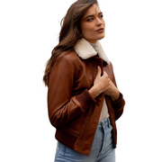 Chestnut Shearling Bomber - ZOQ Leather