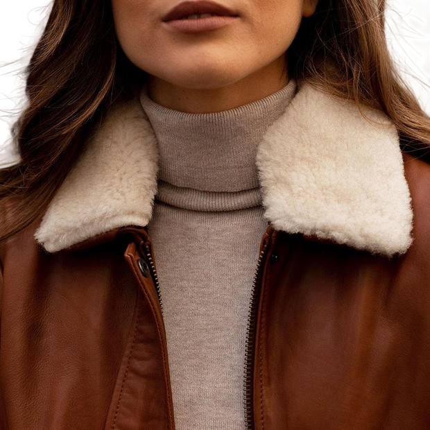 Chestnut Shearling Bomber - ZOQ Leather