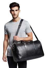 Black Leather Gym Duffle Bag – Luxury Travel & Weekender Bag for Men & Women" - ZOQ Leather