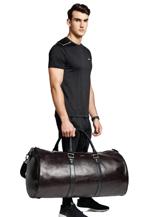 Black Leather Gym Duffle Bag – Luxury Travel & Weekender Bag for Men & Women" - ZOQ Leather