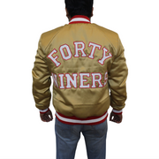 NFL San Francisco Forty Niners 49ers Gold Satin Men's Jacket -fanmade hand stitched for Football Fans - ZOQ Leather
