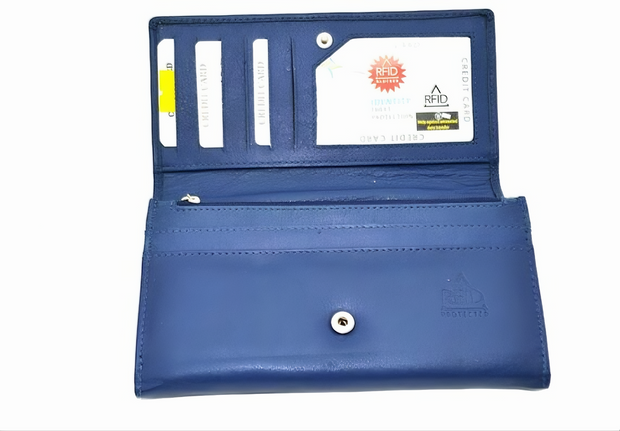 ZOQ Handmade Leather RFID Wallet for Women – Elegant Long Clutch with Card Slots, Zipper Pockets & Snap Closure - ZOQ Leather