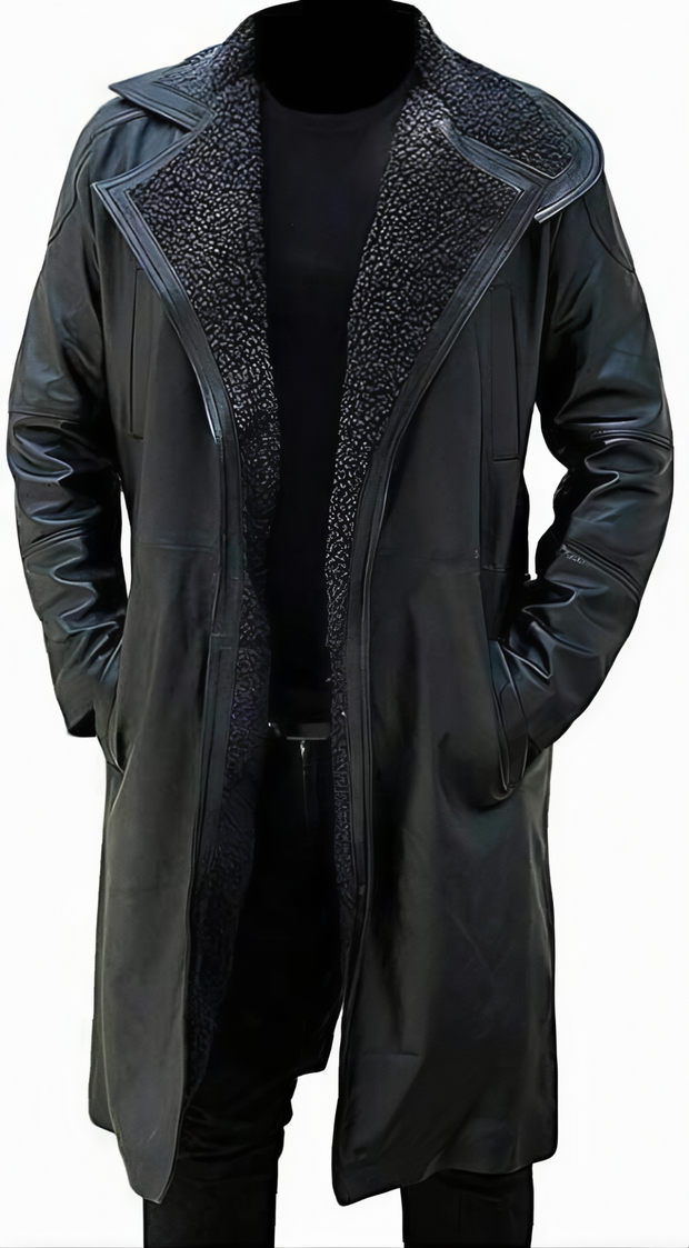 Men's Long Shearling Leather Coat - Stylish Full-Length Winter Jacket - ZOQ Leather