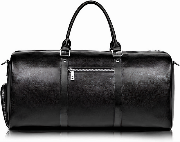 Black Leather Gym Duffle Bag – Luxury Travel & Weekender Bag for Men & Women" - ZOQ Leather