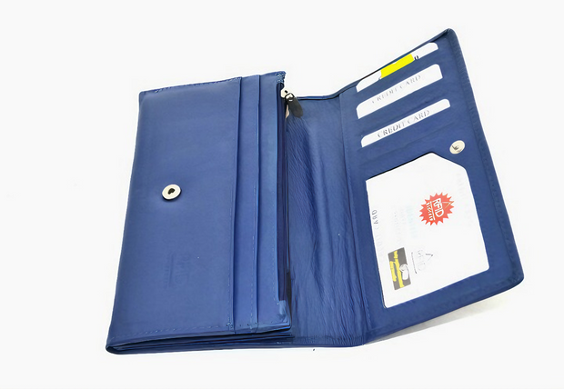 ZOQ Handmade Leather RFID Wallet for Women – Elegant Long Clutch with Card Slots, Zipper Pockets & Snap Closure - ZOQ Leather