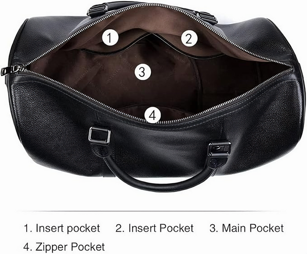 Black Leather Gym Duffle Bag – Luxury Travel & Weekender Bag for Men & Women" - ZOQ Leather