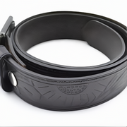 ZOQ Black Engraved Leather Belt for Men – Handcrafted Genuine Leather, Stylish & Durable with Metal Buckle | ZOQ Leathers - ZOQ Leather