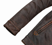 Men's Vintage Brown Leather Biker Jacket - ZOQ Leather