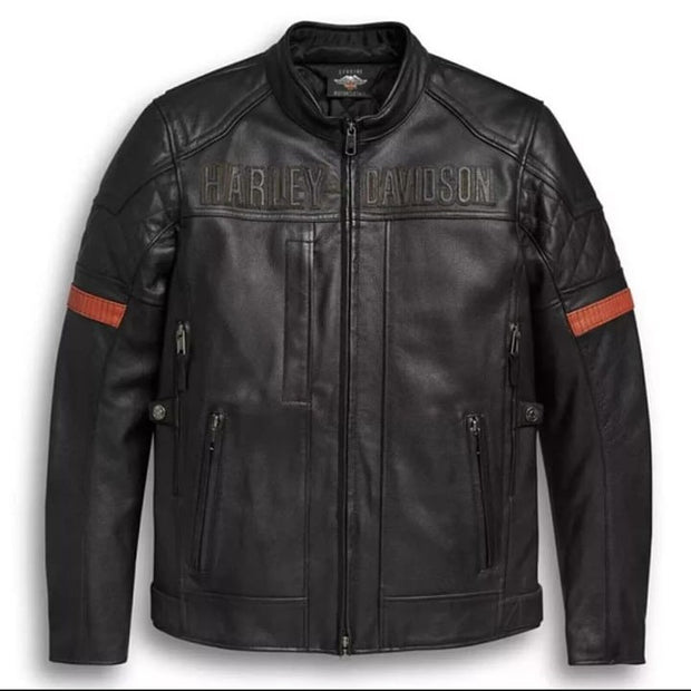 Harley Davidson Men’s Genuine Leather Motorcycle Jacket – Iconic Style & Durability - ZOQ Leather