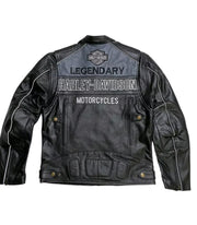 Harley-Davidson Black Leather Biker Jacket with Classic Logo Design - ZOQ Leather