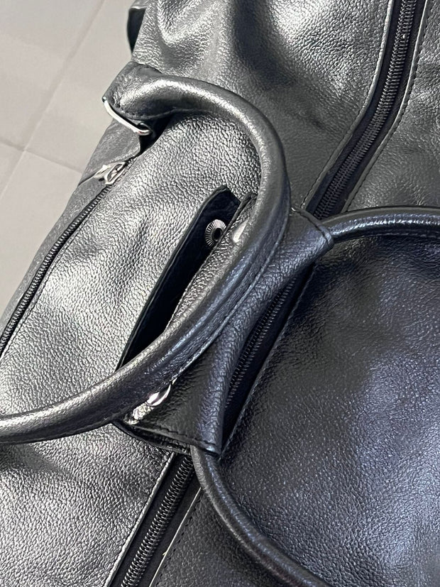 Black Leather Gym Duffle Bag – Luxury Travel & Weekender Bag for Men & Women" - ZOQ Leather