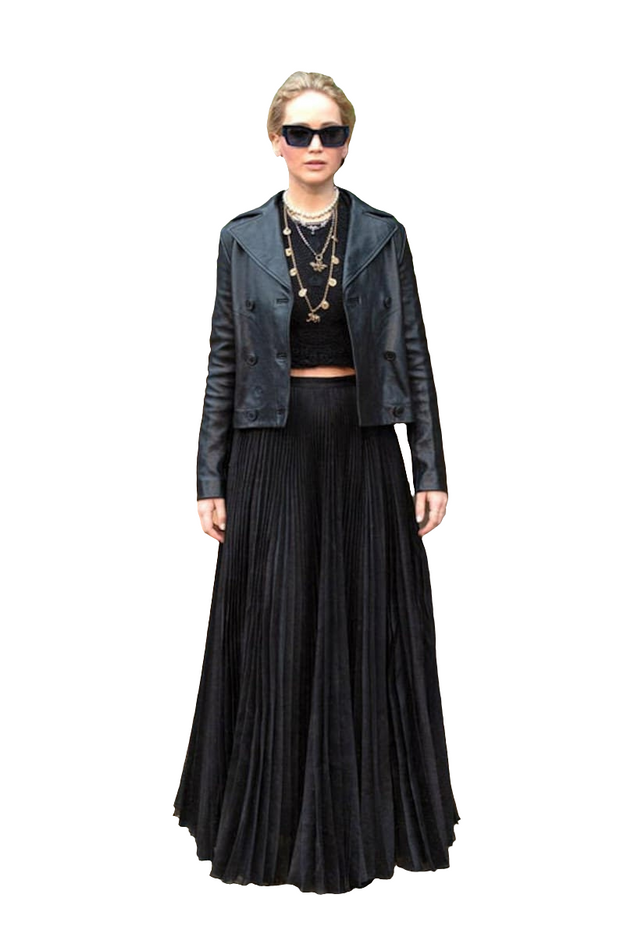 Jennifer Lawrence Black Leather Jacket by TJS - ZOQ Leather