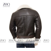 zoq collections Leather Jacket Men Bomber Aviator Distressed Sheepskin Shearling Fur Genuine Leather Jacket - ZOQ Leather