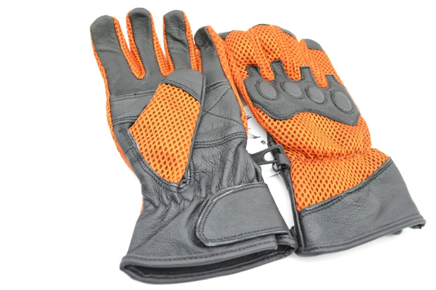 Mesh Orange Gloves - ZOQ Leather