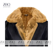 Brown Vintage Fur Shearling Warm Leather Jacket for Women in Black Leather B3 Bomber Coat Aviator Flight Pilot Coats - ZOQ Leather
