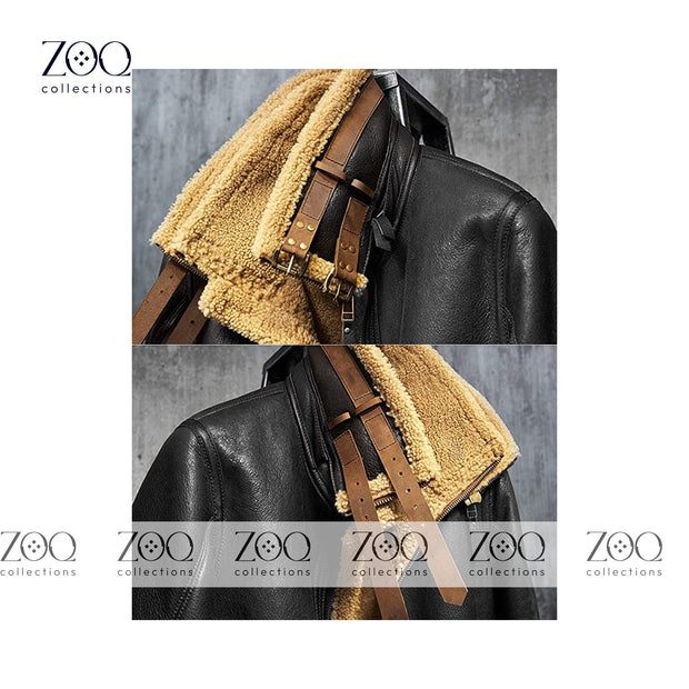 Leather Jacket with double side one side leather and one fur - ZOQ Leather