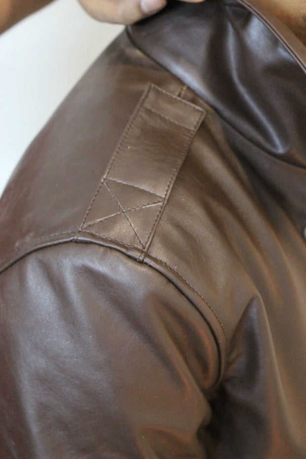 Vintage Brown A2 Flight Cowhide Leather Bomber Jacket for Men's Fashion - ZOQ Leather