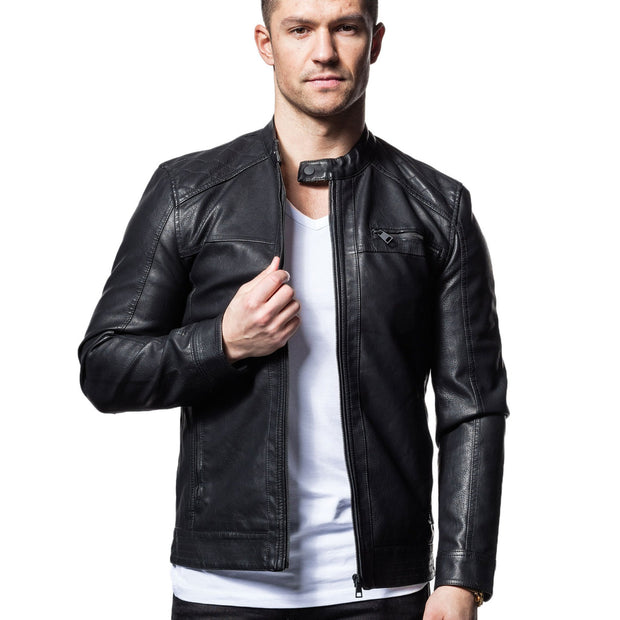 Men's Classic Black Cafe Racer Real Leather Jacket: A Timeless Biker Style - ZOQ Leather