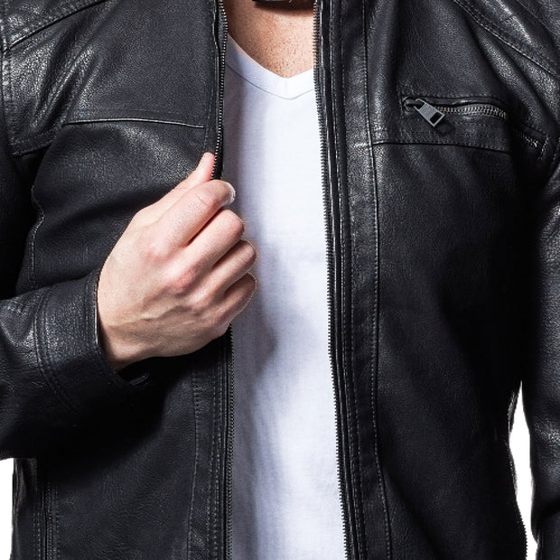 Men's Classic Black Cafe Racer Real Leather Jacket: A Timeless Biker Style - ZOQ Leather