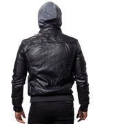 Stylish Black Sheepskin Leather Bomber Jacket for Men With Detachable Hood - ZOQ Leather