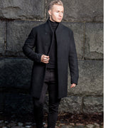 Classic Style Men's Black Slim Fit Wool Trench Coat - Short Length - ZOQ Leather