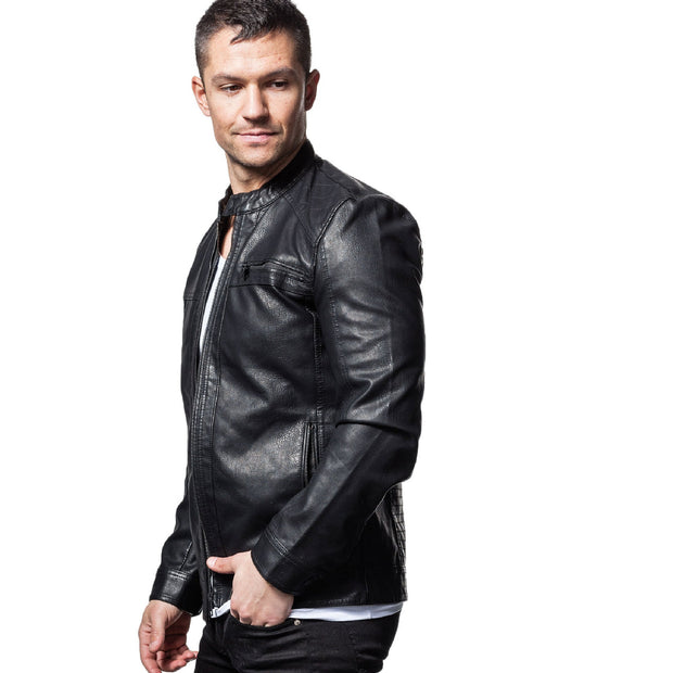 Men's Classic Black Cafe Racer Real Leather Jacket: A Timeless Biker Style - ZOQ Leather