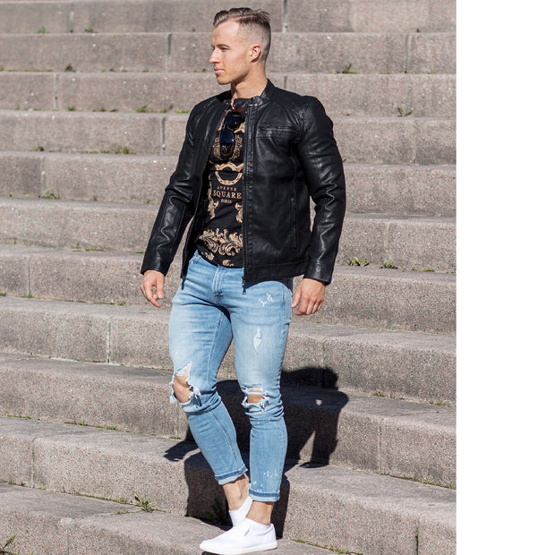 Men's Classic Black Cafe Racer Real Leather Jacket: A Timeless Biker Style - ZOQ Leather