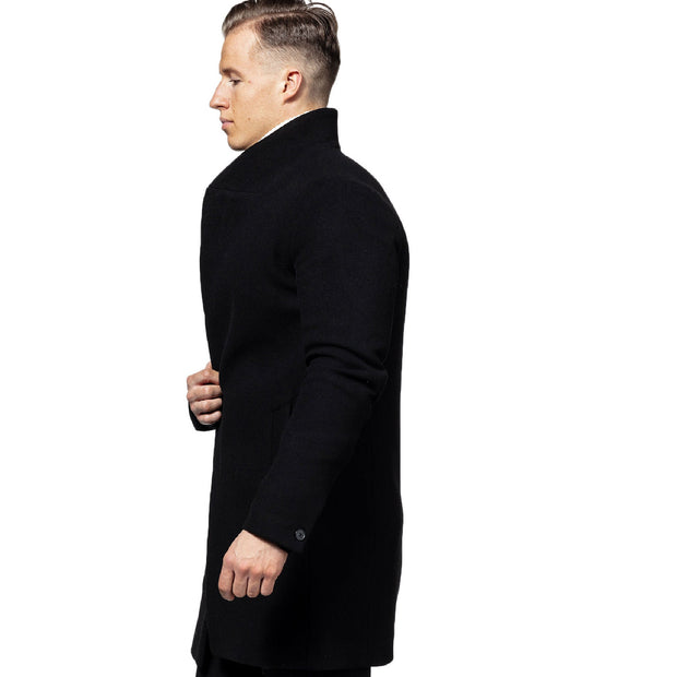 Classic Style Men's Black Slim Fit Wool Trench Coat - Short Length - ZOQ Leather