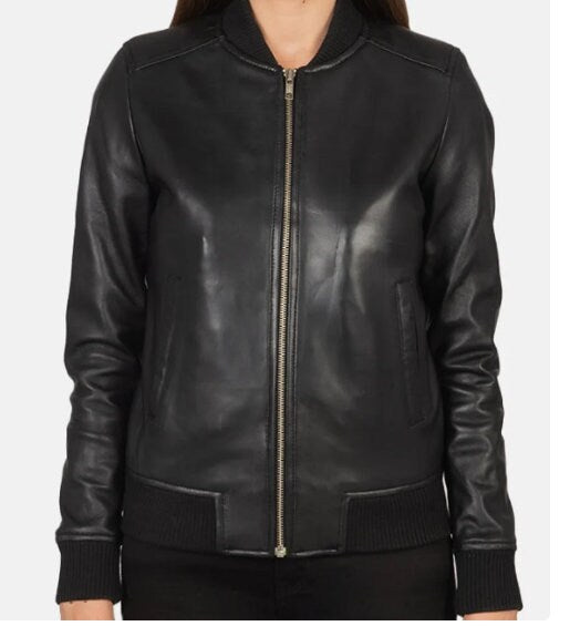 Leather Jacket for Women in Bliss Black: Genuine Sheepskin Leather - ZOQ Leather