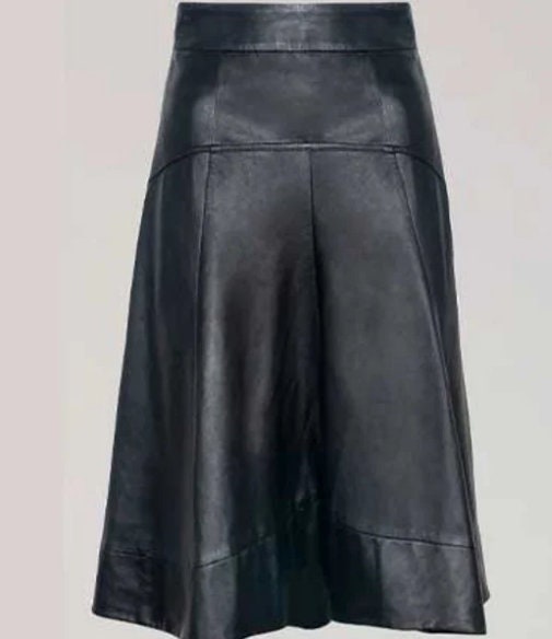 Women Aline Leather Skirt Beautifully Stitched in Genuine lamb Leather/Midi Leather Skirt/leather skirt in black or caramel colors - ZOQ Leather