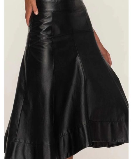 Women Aline Leather Skirt Beautifully Stitched in Genuine lamb Leather/Midi Leather Skirt/leather skirt in black or caramel colors - ZOQ Leather