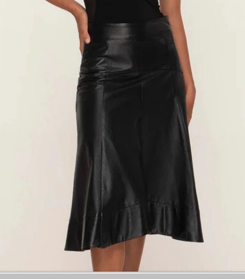 Women Aline Leather Skirt Beautifully Stitched in Genuine lamb Leather/Midi Leather Skirt/leather skirt in black or caramel colors - ZOQ Leather