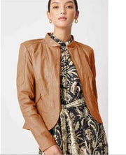 Womens leather jacket/Leather Jacket for women in cognac/100 % genuine brown lamb leather - ZOQ Leather