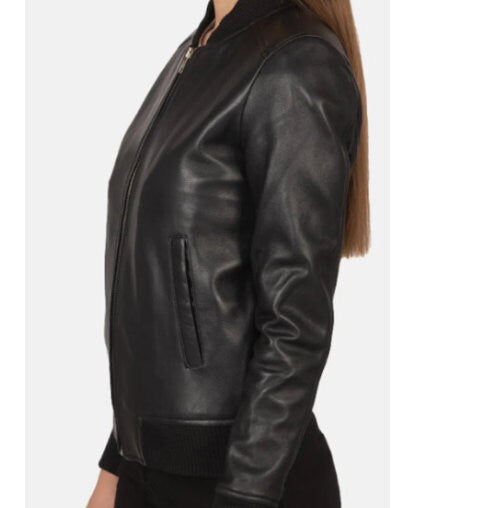 Leather Jacket for Women in Bliss Black: Genuine Sheepskin Leather - ZOQ Leather