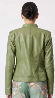 Womens leather jacket/Leather Jacket for women in different shades of green and brown/100 % genuine lamb leather - ZOQ Leather