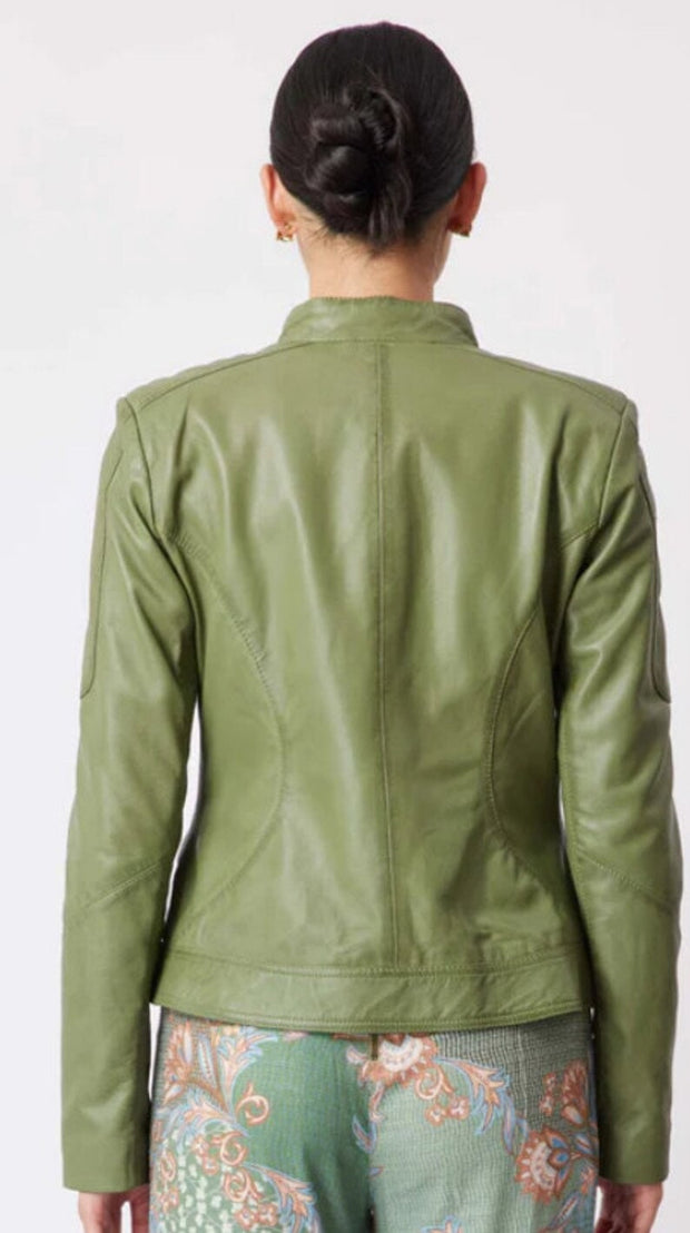 Womens leather jacket/Leather Jacket for women in different shades of green and brown/100 % genuine lamb leather - ZOQ Leather